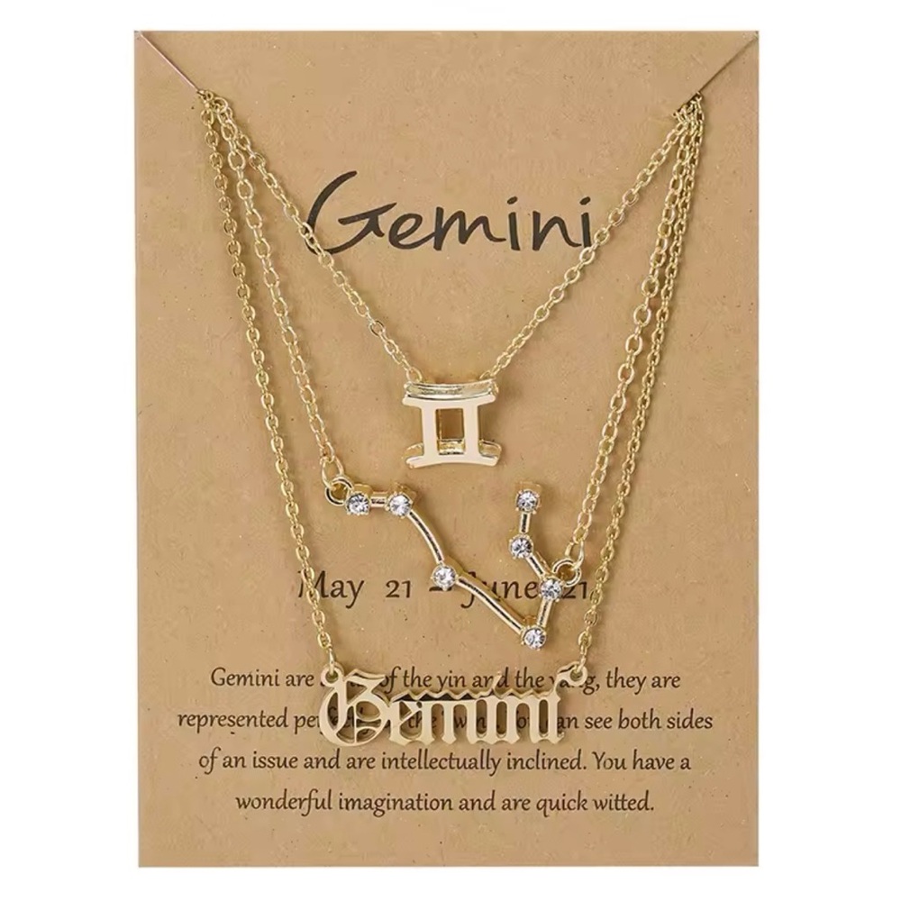Gemini Zodiac Gold Necklace Set